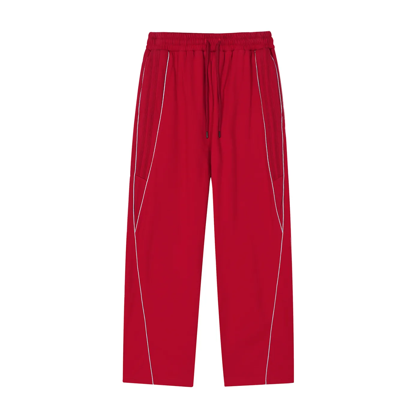 Reflection Striped Straight-Leg Sweatpants (Rouge)